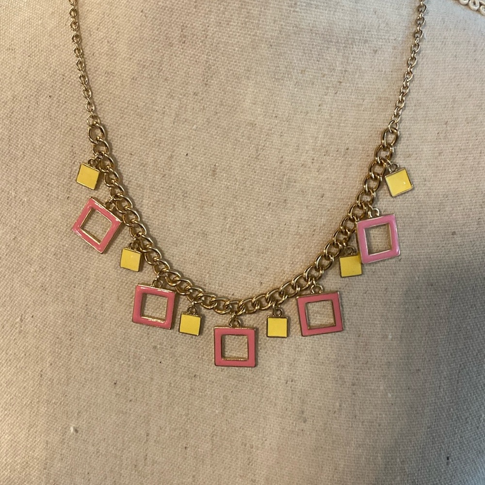 Pink & Yellow Square Necklace